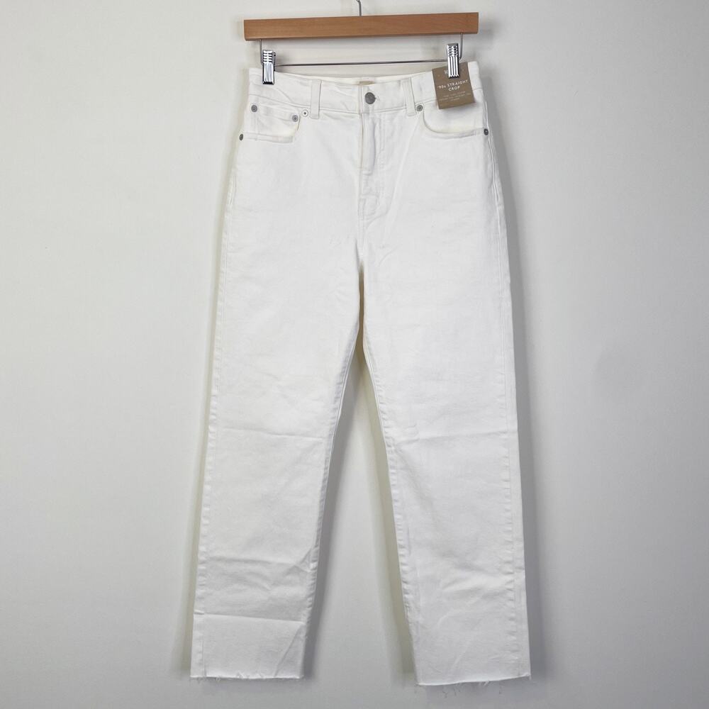 Madewell The '90s Straight Crop Jean Sz 26 Tile‎ White NQ179 Stretch Raw Hem